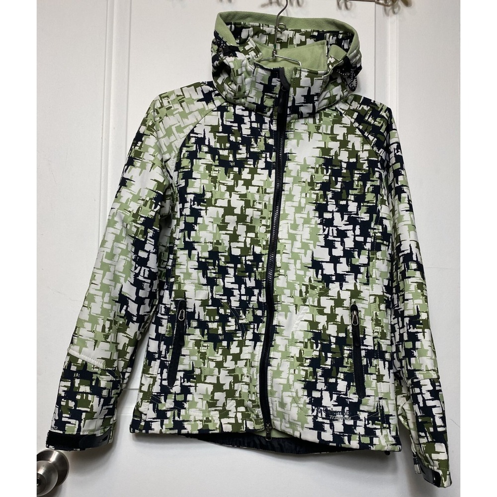Columbia Omni Shield Titanium Womens Green/Black Pattern Hooded Jacket Size M